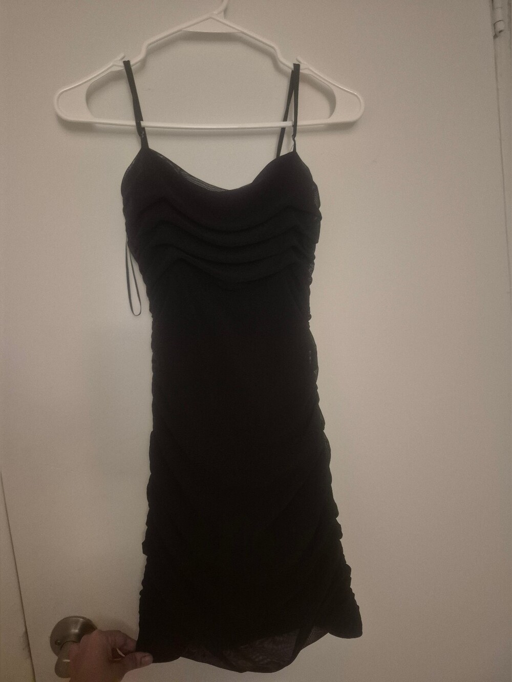 Size XS Sexy Black Ruffled Spaghetti-Strap Dress